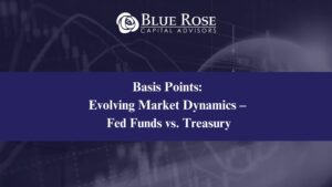 Blog graphic titles "Basis Points: Evolving Market Dynamics - Fed Funds vs. Treasury